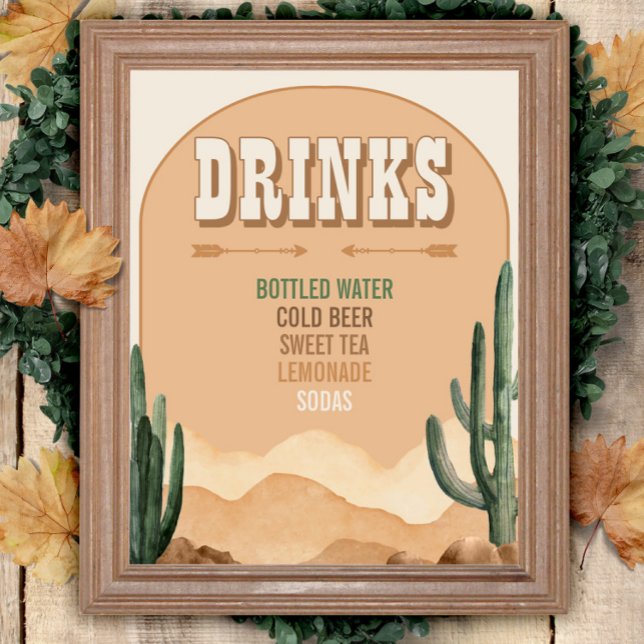 Southwest Rustic Desert Cactus Drink Station Poster (Skapare uppladdad)