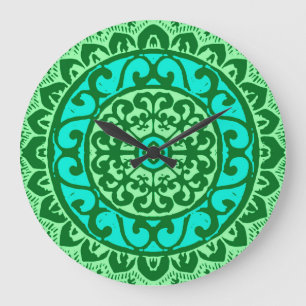 Southwest Sol Mandala Batik, Lime Green Stor Klocka