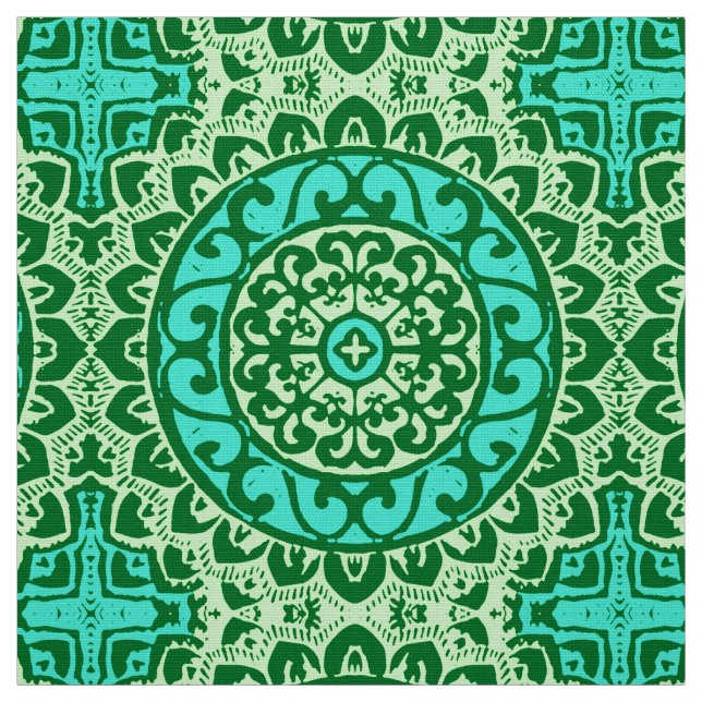Southwest Sol Mandala Batik, Lime Green Tyg (Provkarta)