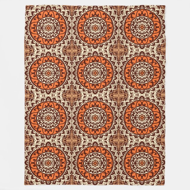 Southwest Sol Mandala Batik, Rust & Brown Fleecefilt (Framsidan)