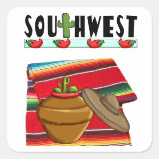 Southwest Stickers Fyrkantigt Klistermärke