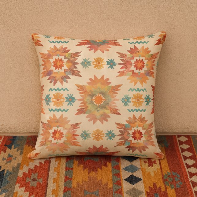 Southwest Sunburst Boho Mönster Kudde (Southwestern throw pillow)