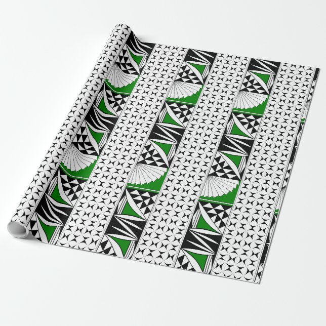 Southwest Sunrise in Grönt Gift Wrap Presentpapper (Utrullad)