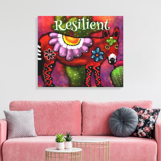 Southwest Talavera-Style Donkey Personalized Canvastryck (Insitu (Vardagsrum))
