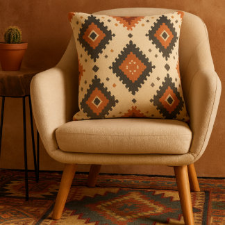 Southwest Terracotta och Charcol Diamond Kudde
