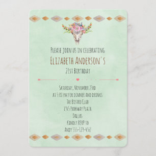 Southwest Tribal Boho Thmet Birthday Inbjudan