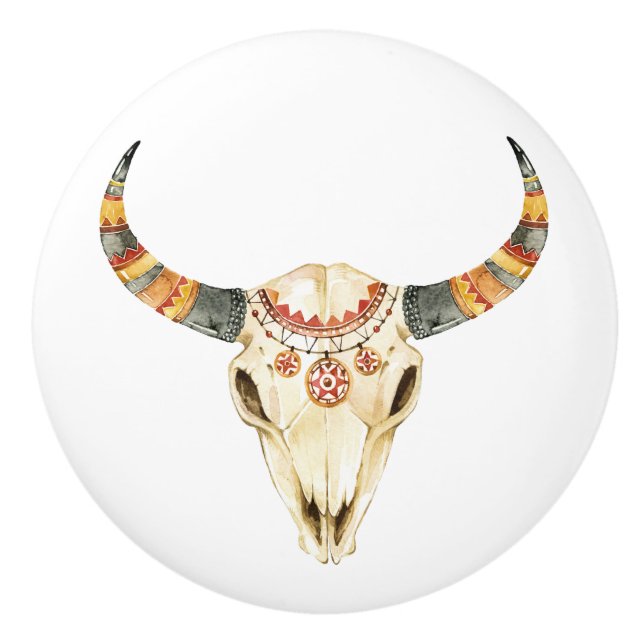 Southwest Tribal Bull Skull 1 Knopp (Framsidan)