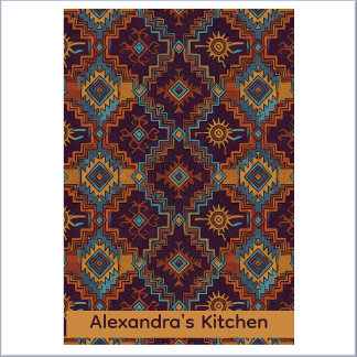 Southwest Tribal Gold Turquoise Dark Purple Kökshandduk