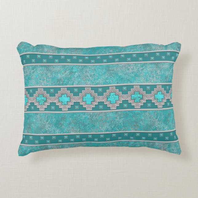 Southwest Turquoise Prydnadskudde (Framsidan)