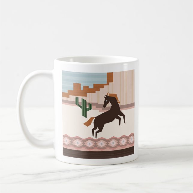 Southwest Vild Brown Horse & Cactus Kaffemugg (Vänster)