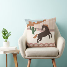 Southwest Vild Brown Horse & Cactus |