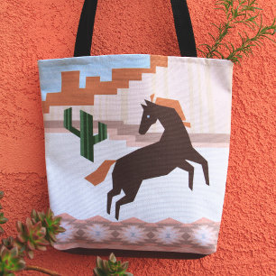 Southwest Vild Brown Horse & Cactus Tygkasse