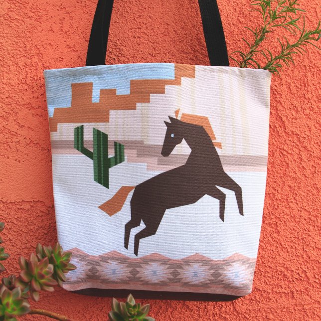Southwest Vild Brown Horse & Cactus Tygkasse (Skapare uppladdad)