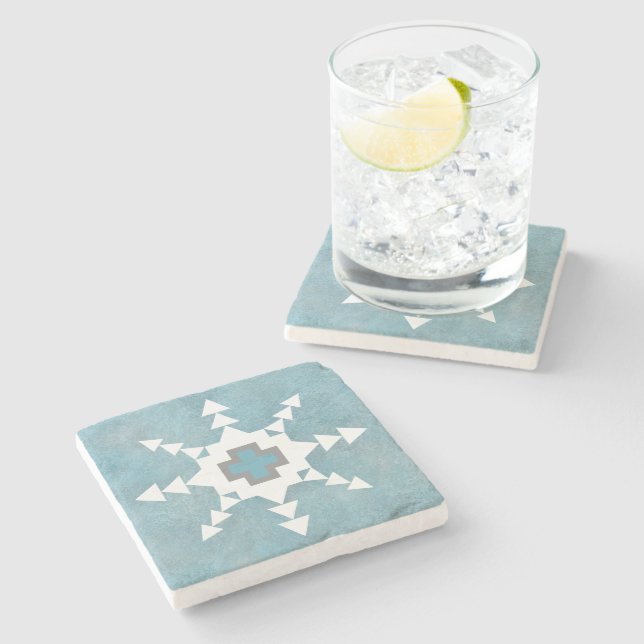 Southwest Winter Geometric Snowflake Design Stenunderlägg (Sidan)