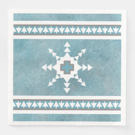 Southwest Winter Geometric Snowflakes Blue Pappersservett