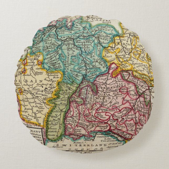 Southwestdelen av Tyskland Rund Kudde (Framsidan)