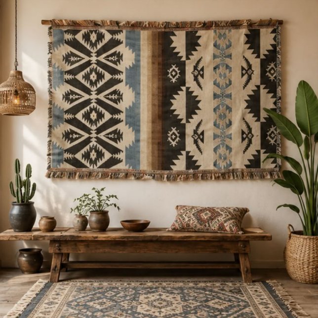 Southwestern Aztec Geometric Pattern in Black Filt (Skapare uppladdad)