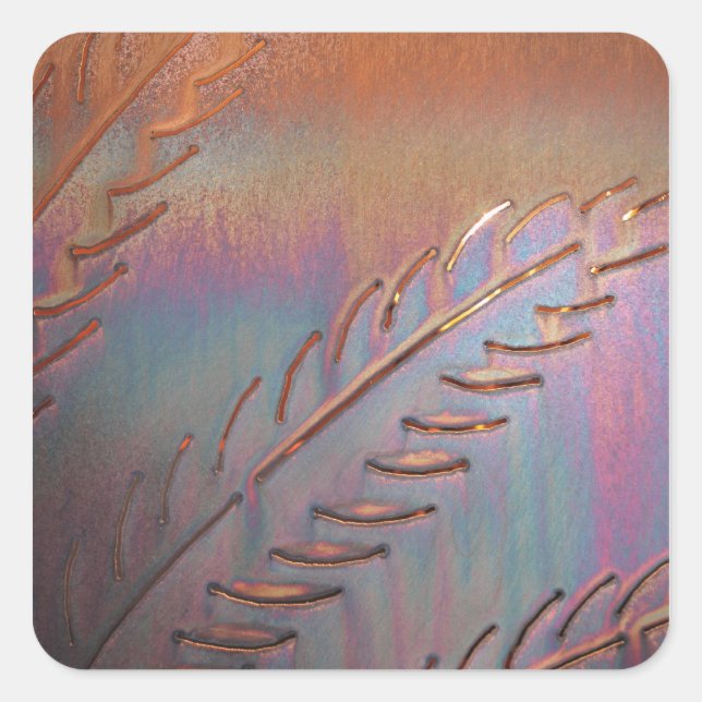 SOUTHWESTERN COPPER FEATHER STICKER FYRKANTIGT KLISTERMÄRKE (Framsida)
