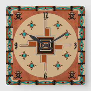 Southwestern dekor fyrkantig klocka