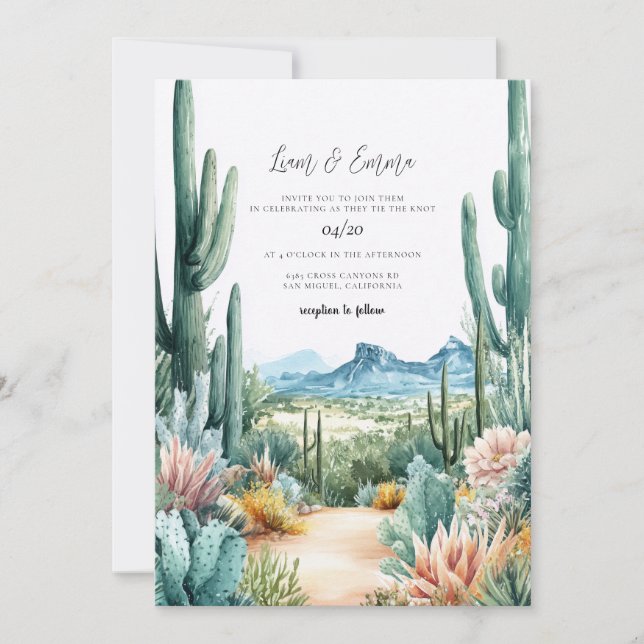 Southwestern Desert Cactus Wedding Inbjudningar (Framsida)