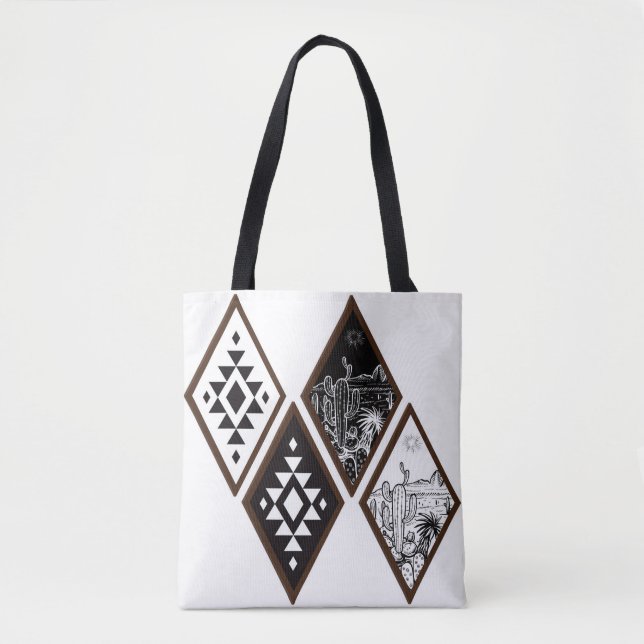 Southwestern Desert Diamond Tote Bag Tygkasse (Framsida)