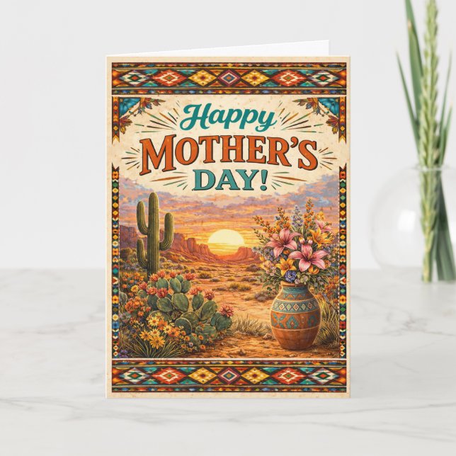 Southwestern Desert Floral Mothers Day Helgkort (Framsida)