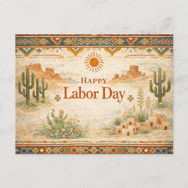 Southwestern Desert Happy Labor Day Helg Vykort (Framsida)