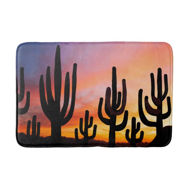 Southwestern Desert Landscape Cactus Sunrise Image Badrumsmatta (Framsidan)