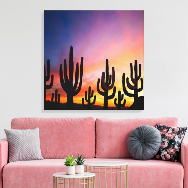 Southwestern Desert Landscape Cactus Sunrise Image Canvastryck (Insitu (Vardagsrum))