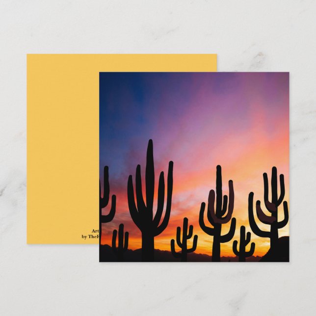 Southwestern Desert Landscape Cactus Sunrise Image Kort (Fram/baksida)