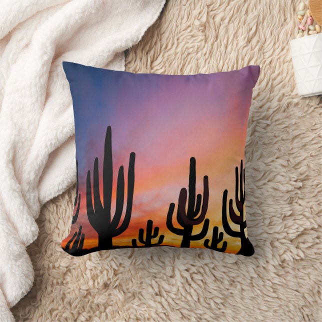 Southwestern Desert Landscape Cactus Sunrise Image Kudde (Filt)
