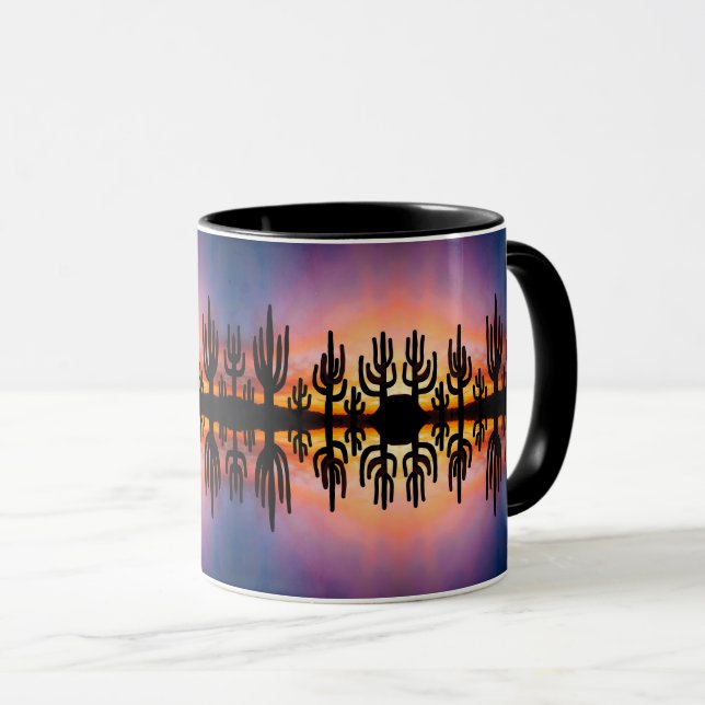 Southwestern Desert Landscape Cactus Sunrise Image Mugg (Framsida höger)