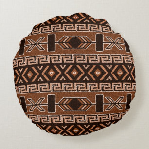 Southwestern design för brunt och svart Aztec Rund Kudde