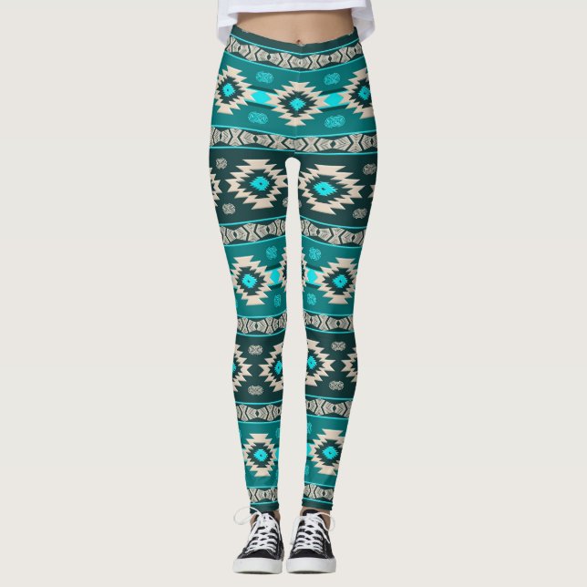 Southwestern etnisk stam- modell leggings (Framsida)