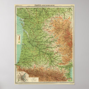 Southwestern frankriken delar upp Bordeaux Poster