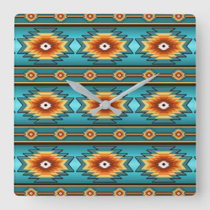 Southwestern geometrisk modell fyrkantig klocka