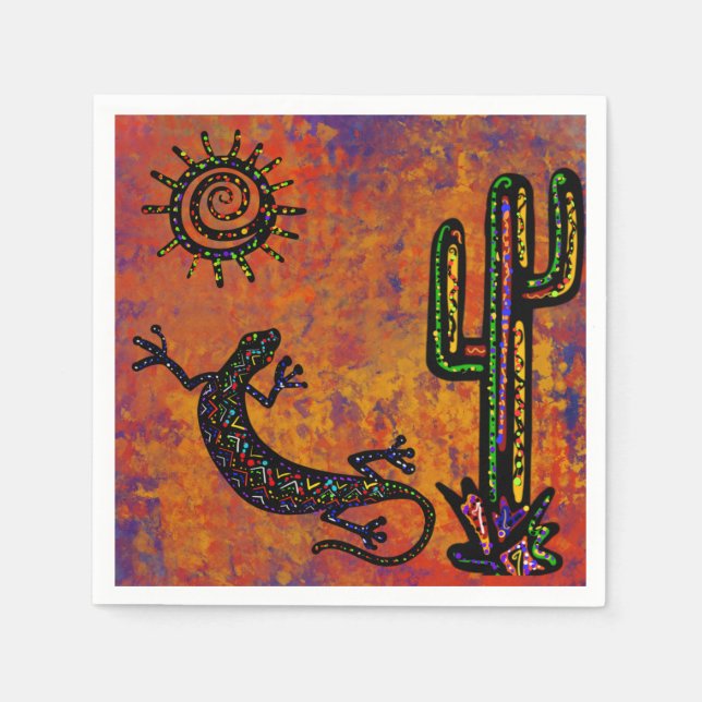 SOUTHWESTERN LIZARD ART PAPPERSSERVETT (Framsidan)
