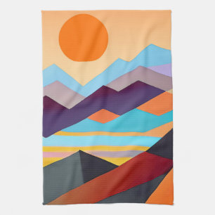 Southwestern Mountains Geometric Abstract Kökshandduk
