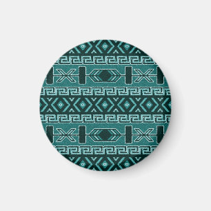 Southwestern stam- Aztec mönster för turkos Magnet