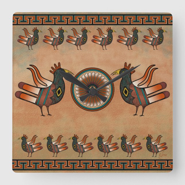 Southwestern stil tar tid på fyrkantig klocka (Framsida)