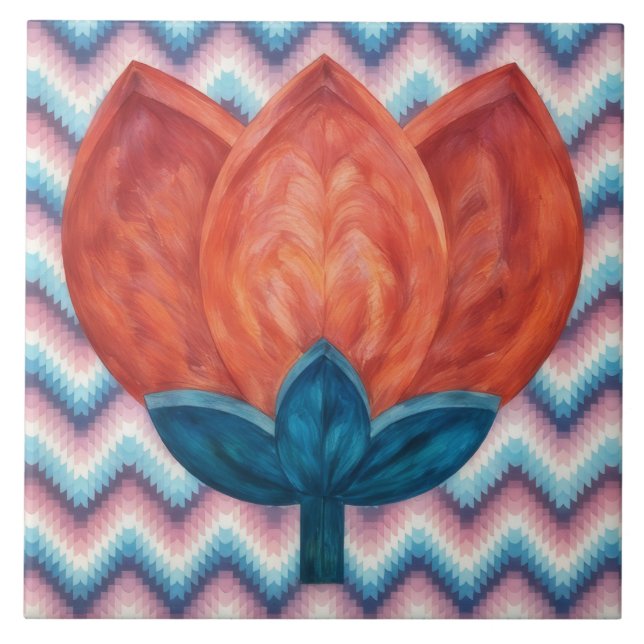 Southwestern Style Tulip Flower Decorative Tile Kakelplatta (Framsidan)