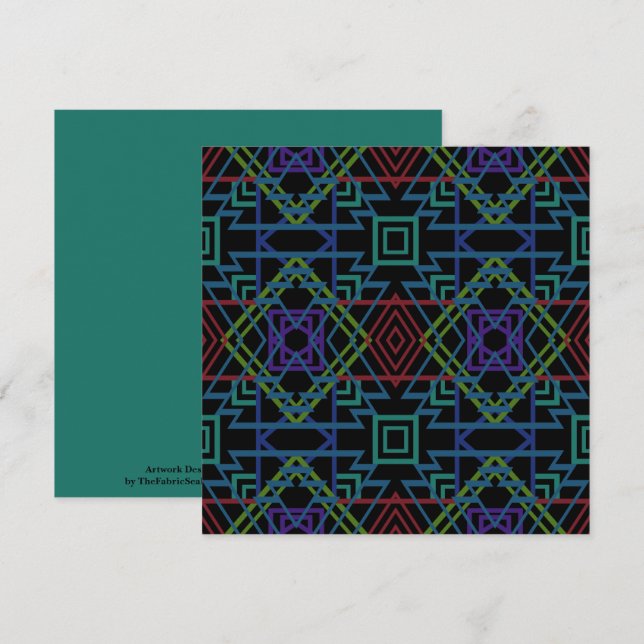 Southwestern Symmetrical Tiled Pattern Line Art Kort (Fram/baksida)