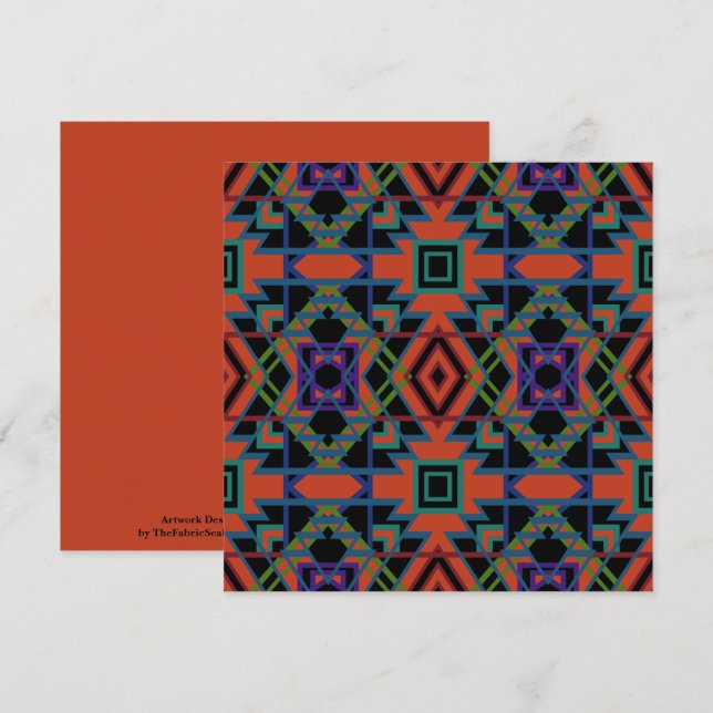 Southwestern Symmetrical Tiled Pattern Line Art Kort (Fram/baksida)