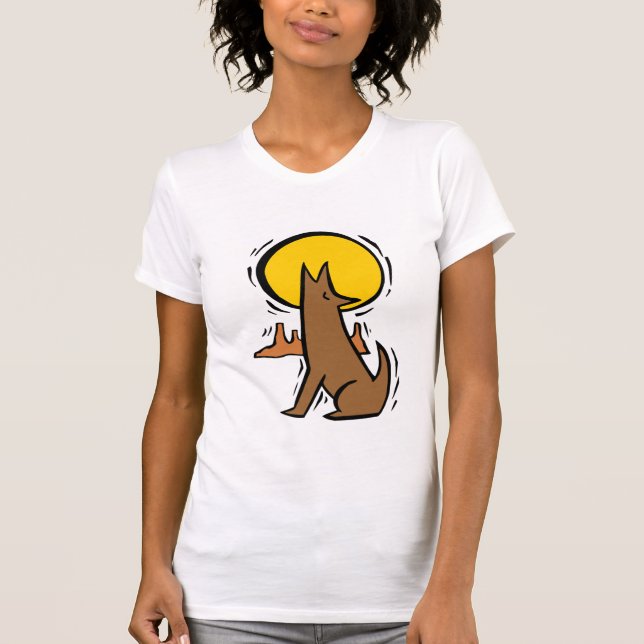 Southwestern T-tröja för prärievargdesignkonst Tee Shirt (Framsida)
