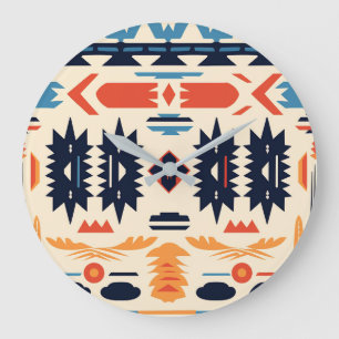 Southwestern Tribal Aztec Geometrisk Boho Stor Klocka