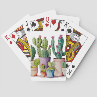 Southwestern watercolor cactus succulents in pots casinokort