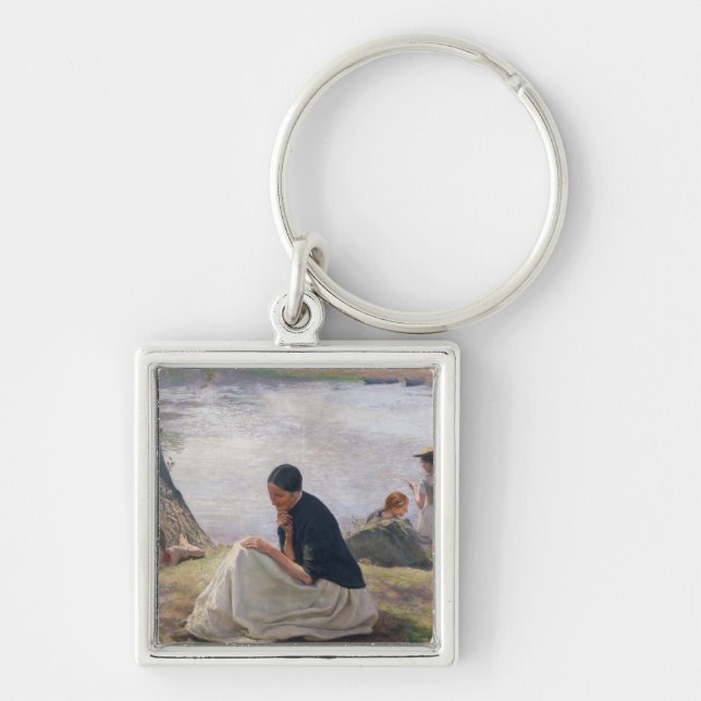 Souvenir 1891 fyrkantig silverfärgad nyckelring (Framsidan)