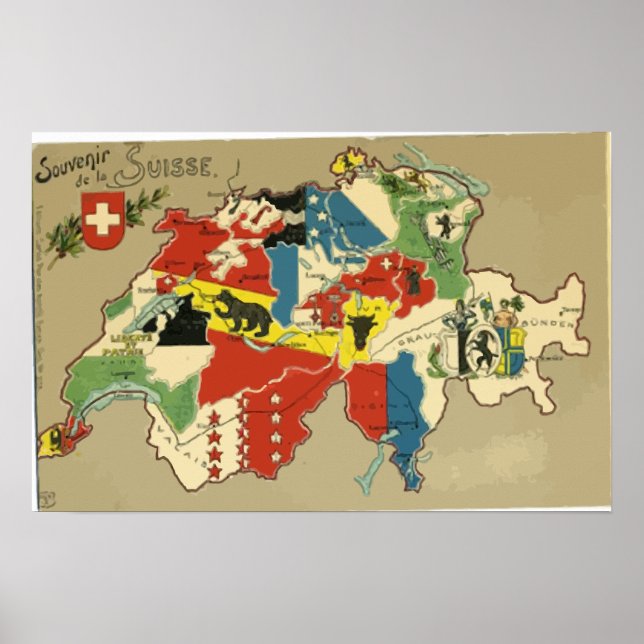 Souvenir De La Suisse, Vintage Poster (Framsidan)