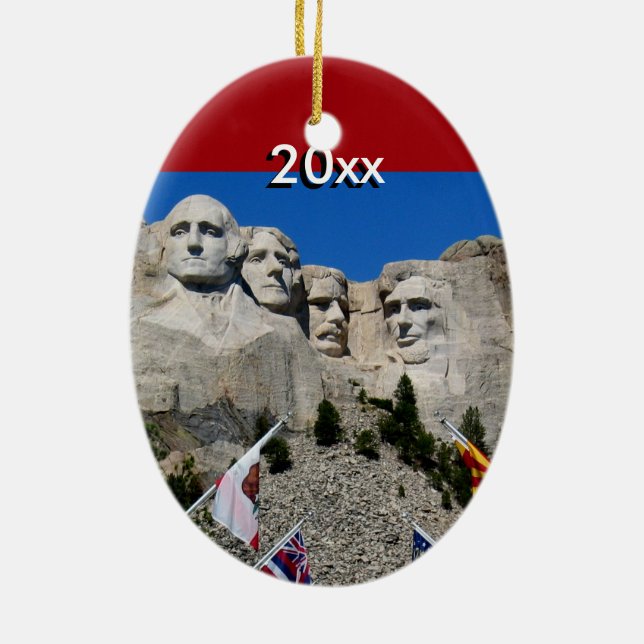 Souvenir för anpassadeMt Rushmore Julgransprydnad Keramik (Baksidan)