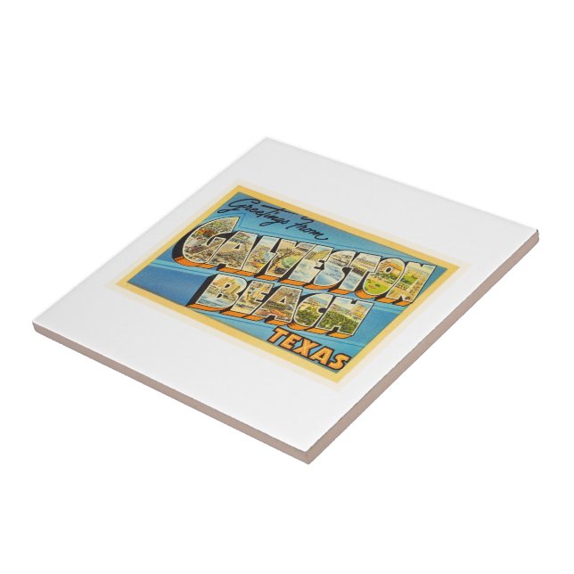 Souvenir för Galveston strandTexas TX vintage Kakelplatta (Sidan)